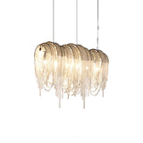 Modern Draped Metal Chain Chandelier LED Gasolier Lighting in Rose Gold and Chrome