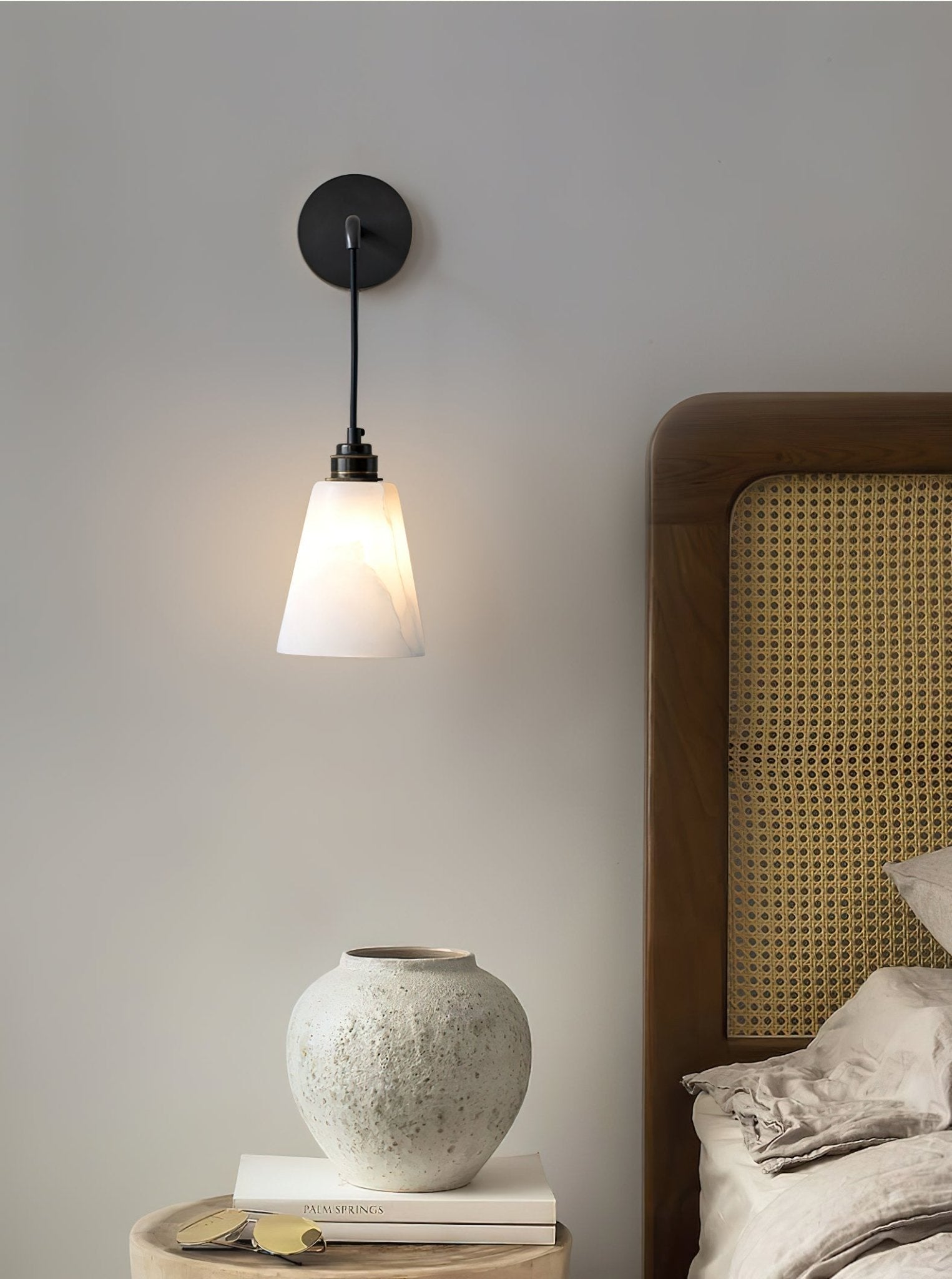 Modern Droplet Alabaster Wall Sconce Light with Natural Stone Shade for Indoor Decor