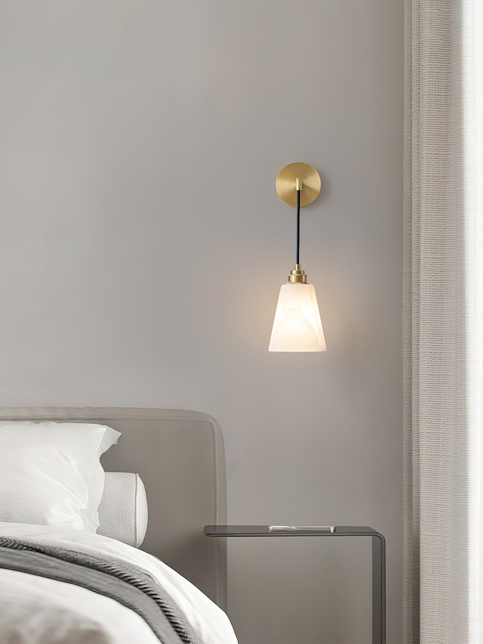 Modern Droplet Alabaster Wall Sconce Light with Natural Stone Shade for Indoor Decor