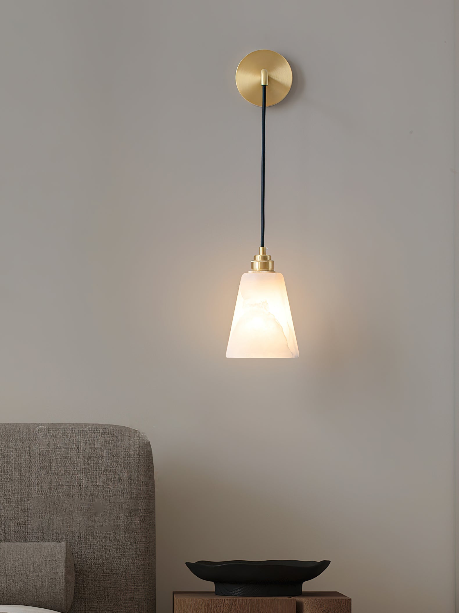 Modern Droplet Alabaster Wall Sconce Light with Natural Stone Shade for Indoor Decor