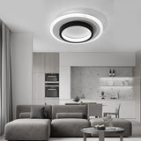 Modern Dual Circle LED Flush Mount Ceiling Light Minimalist Black and White Metal Lighting Fixture