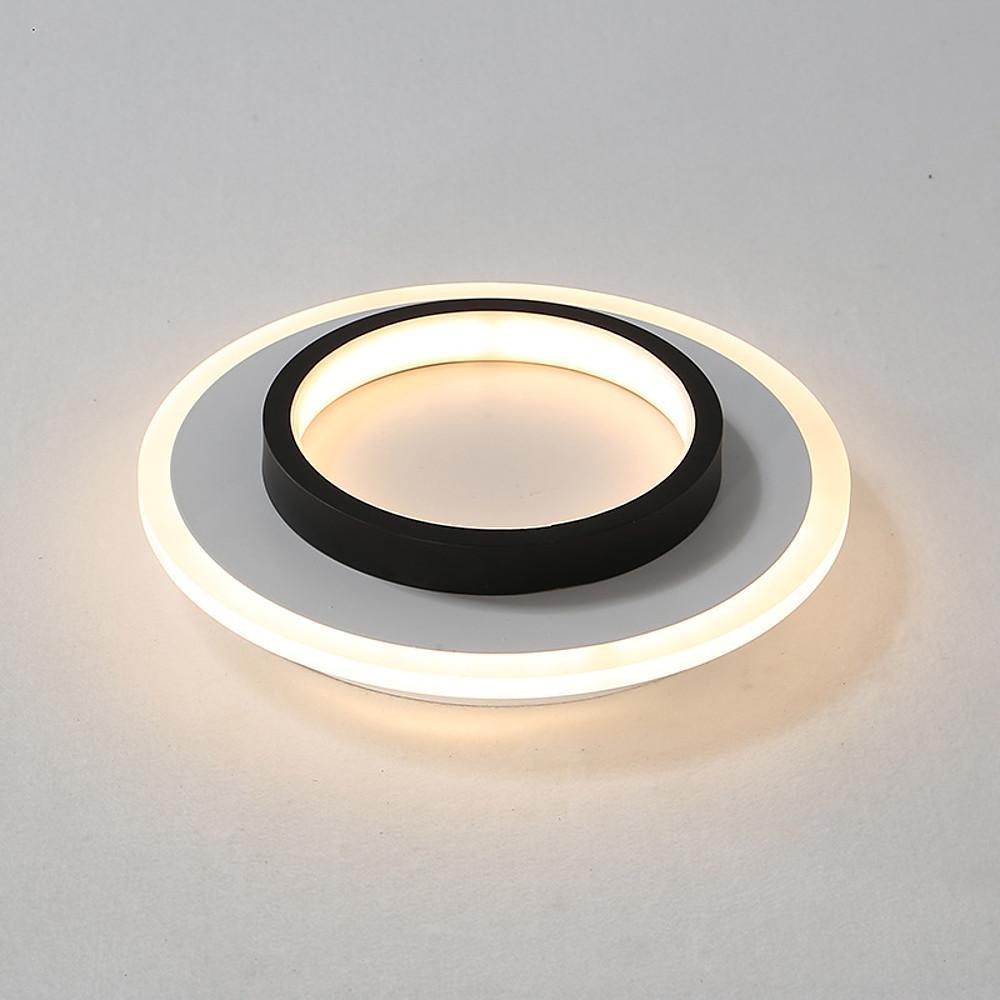 Modern Dual Circle LED Flush Mount Ceiling Light Minimalist Black and White Metal Lighting Fixture