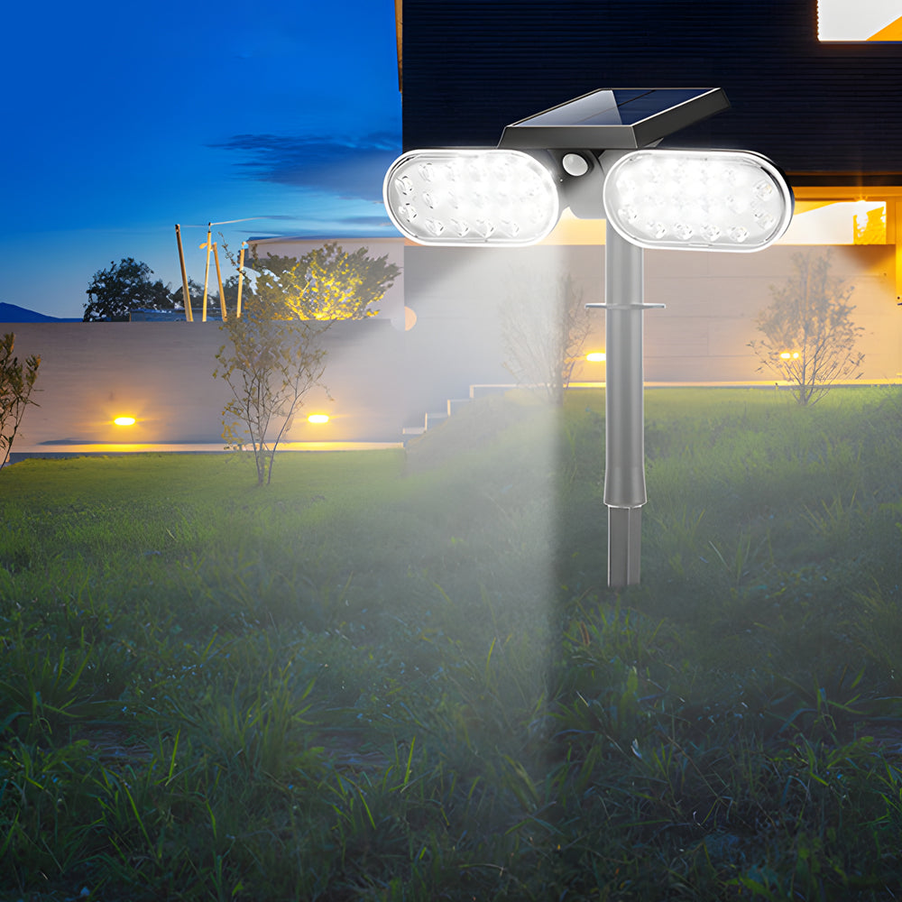 Modern Dual Head Outdoor Solar Motion Sensor Security Spotlight Rotatable LED Path Light