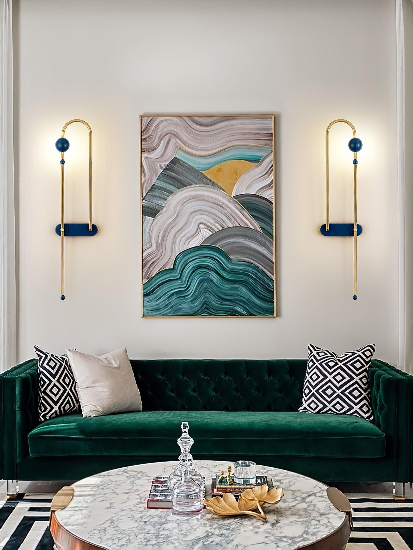 Modern Electrical Circuit LED Wall Sconce with Minimalist Rotating Arms Gold and Blue Wall Lamp
