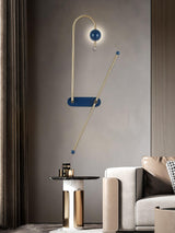 Modern Electrical Circuit LED Wall Sconce with Minimalist Rotating Arms Gold and Blue Wall Lamp