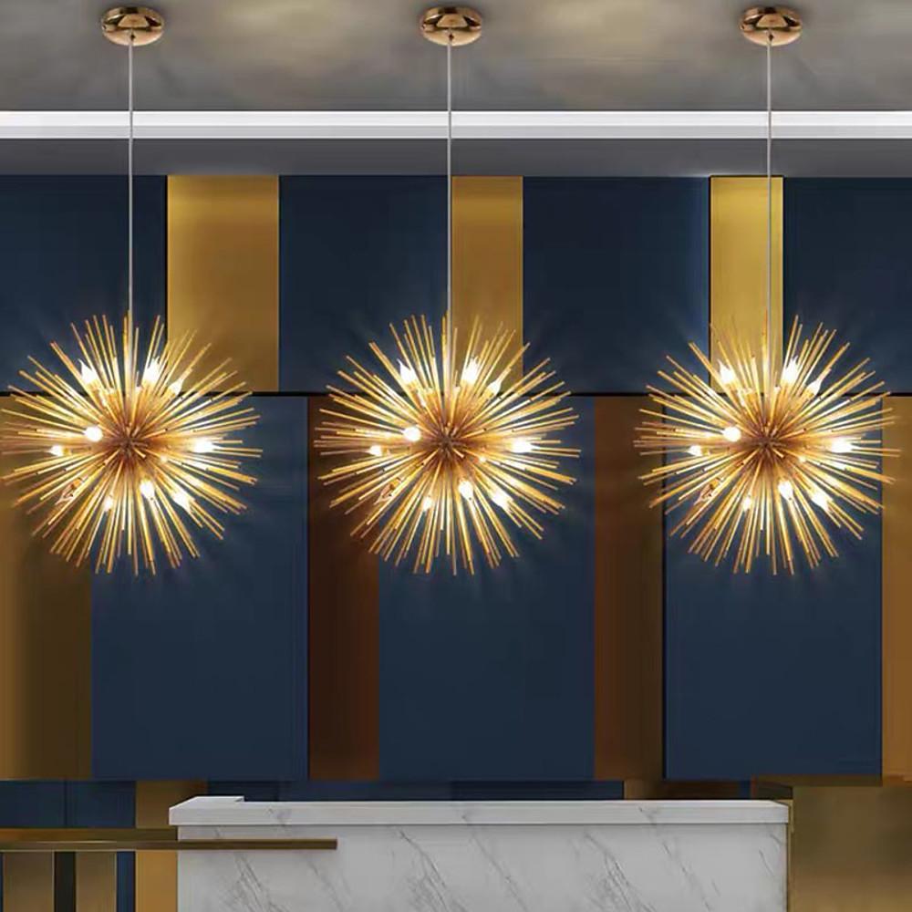 Modern Electroplated Aluminum Globe Pendant Lighting Twelve Light Chandelier for Living Room and Dining Areas