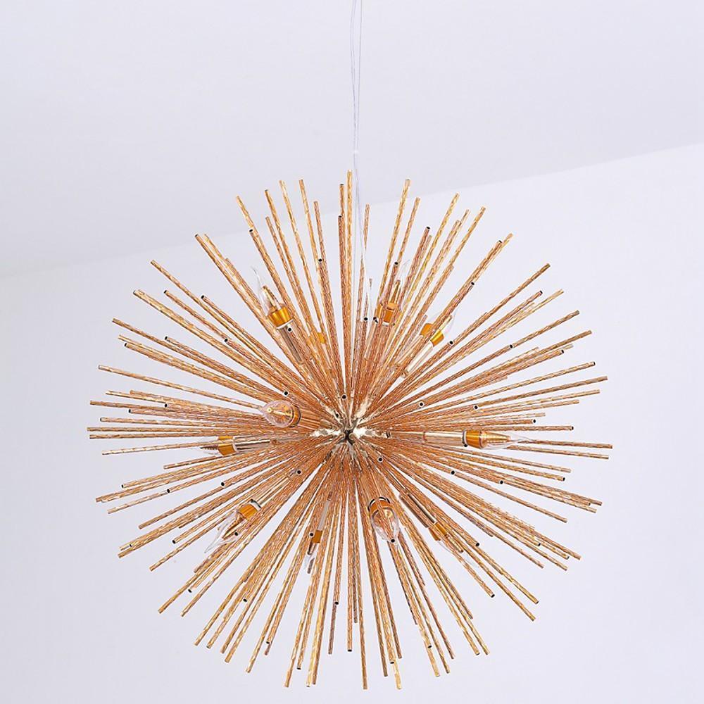 Modern Electroplated Aluminum Globe Pendant Lighting Twelve Light Chandelier for Living Room and Dining Areas