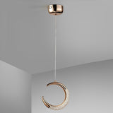 Modern Electroplated Crescent Moon LED Pendant Light Fixture for Living Room