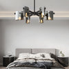 Modern Electroplated Glass Chandelier Copper Semi Flush Mount Ceiling Light for Living Room