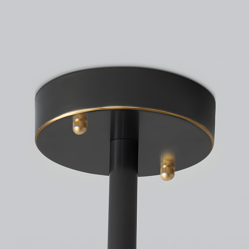 Modern Electroplated Glass Chandelier Copper Semi Flush Mount Ceiling Light for Living Room