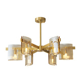 Modern Electroplated Glass Chandelier Copper Semi Flush Mount Ceiling Light for Living Room