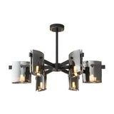 Modern Electroplated Glass Chandelier Copper Semi Flush Mount Ceiling Light for Living Room