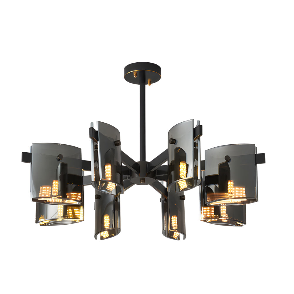 Modern Electroplated Glass Chandelier Copper Semi Flush Mount Ceiling Light for Living Room