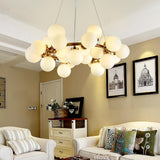 Modern Electroplated Gold Metal LED Chandelier with Clustered Glass Globe Design