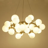 Modern Electroplated Gold Metal LED Chandelier with Clustered Glass Globe Design
