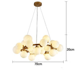 Modern Electroplated Gold Metal LED Chandelier with Clustered Glass Globe Design