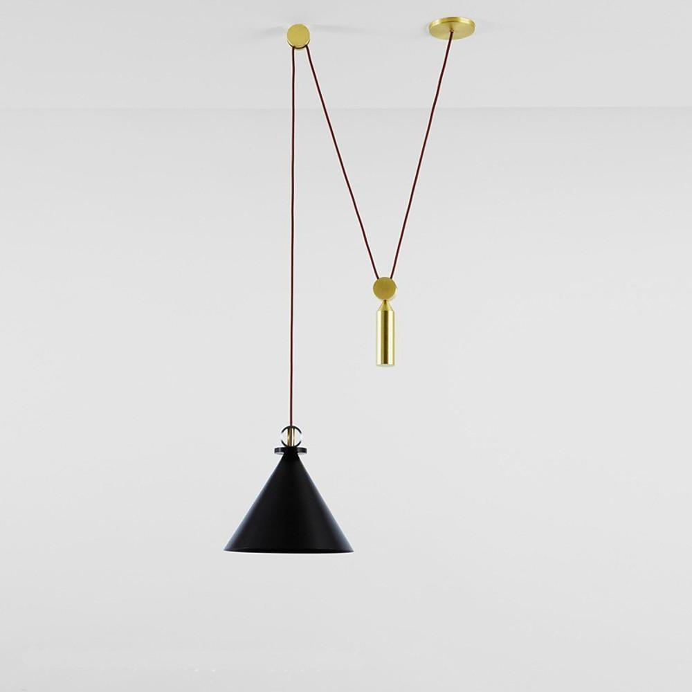 Modern Electroplated Metal Conical Pendant Light Adjustable Linear LED Ceiling Lamp