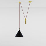 Modern Electroplated Metal Conical Pendant Light Adjustable Linear LED Ceiling Lamp