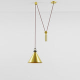 Modern Electroplated Metal Conical Pendant Light Adjustable Linear LED Ceiling Lamp
