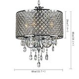 Modern Electroplated Metal Crystal Chandelier 4 Light Kitchen Pendant Lighting for Dining Room