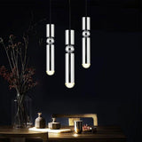 Modern Electroplated Metal Cylindrical LED Pendant Light with Adjustable Cable for Home Decor