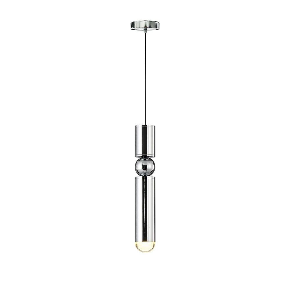 Modern Electroplated Metal Cylindrical LED Pendant Light with Adjustable Cable for Home Decor