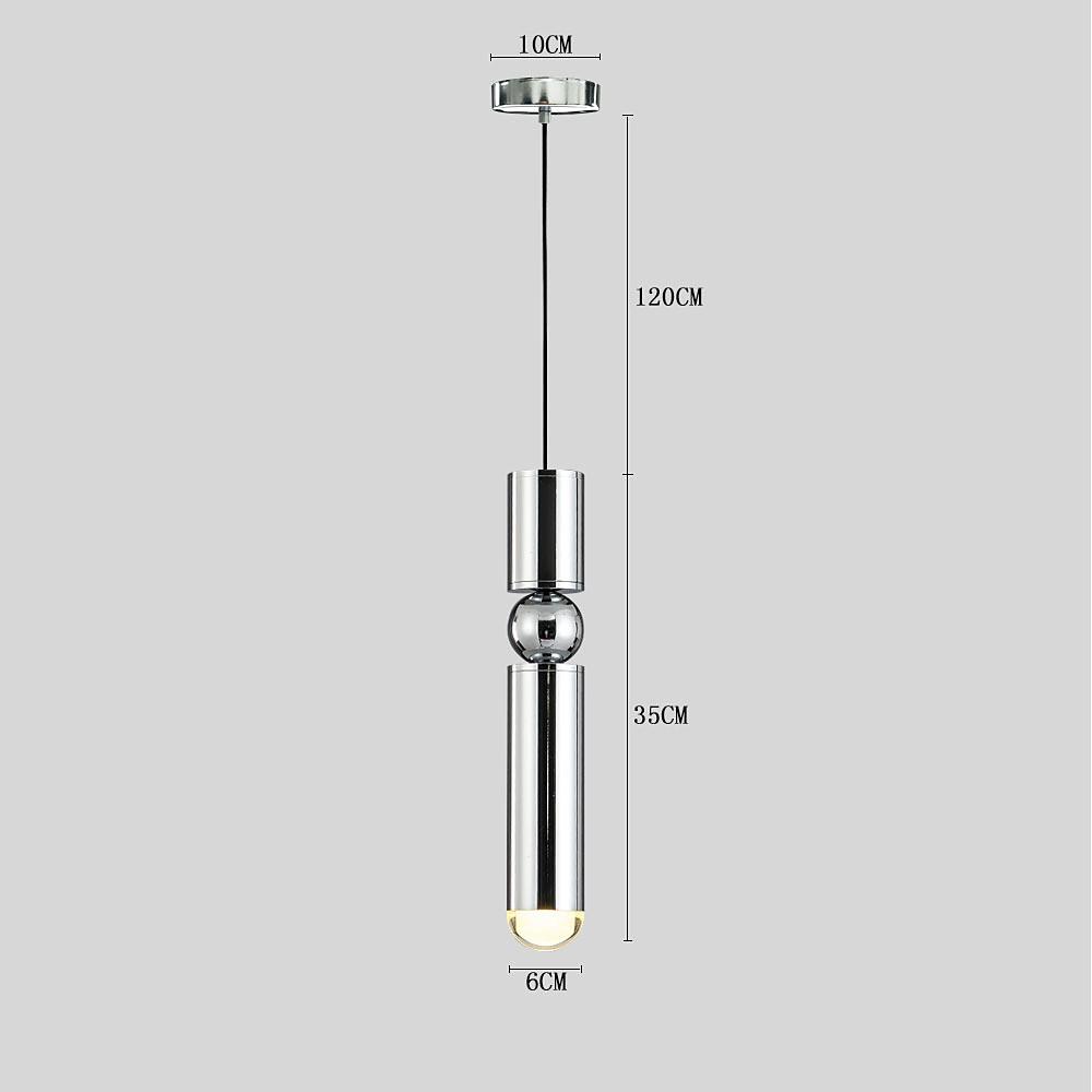 Modern Electroplated Metal Cylindrical LED Pendant Light with Adjustable Cable for Home Decor