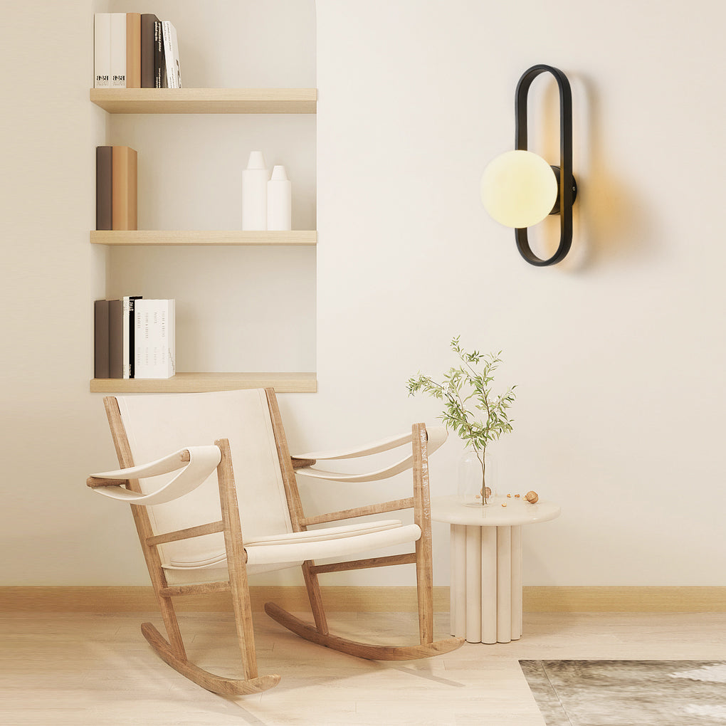 Modern Elliptical Iron Wall Sconce with Creative Glass Shade for Living Room and Bathroom Vanity Lighting