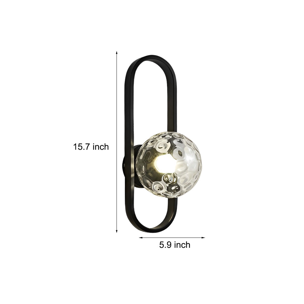Modern Elliptical Iron Wall Sconce with Creative Glass Shade for Living Room and Bathroom Vanity Lighting