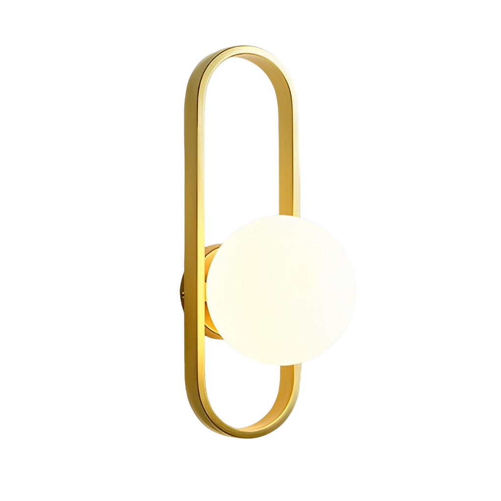 Modern Elliptical Iron Wall Sconce with Creative Glass Shade for Living Room and Bathroom Vanity Lighting