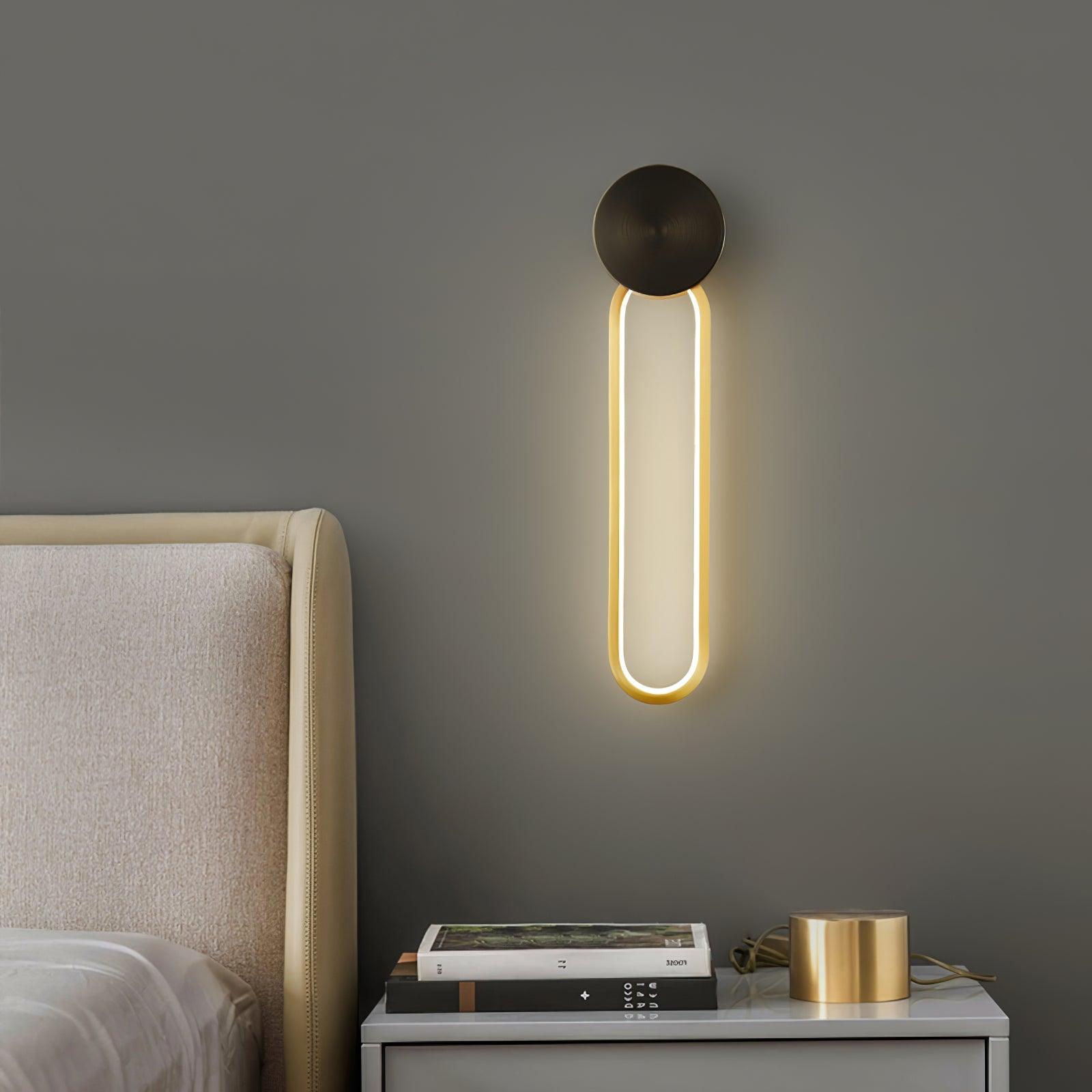 Modern Elliptical LED Wall Sconce Brass and Acrylic Minimalist Lighting Fixture for Interior Decor