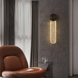 Modern Elliptical LED Wall Sconce Brass and Acrylic Minimalist Lighting Fixture for Interior Decor