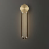 Modern Elliptical LED Wall Sconce Brass and Acrylic Minimalist Lighting Fixture for Interior Decor