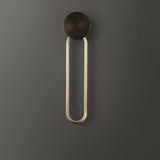 Modern Elliptical LED Wall Sconce Brass and Acrylic Minimalist Lighting Fixture for Interior Decor