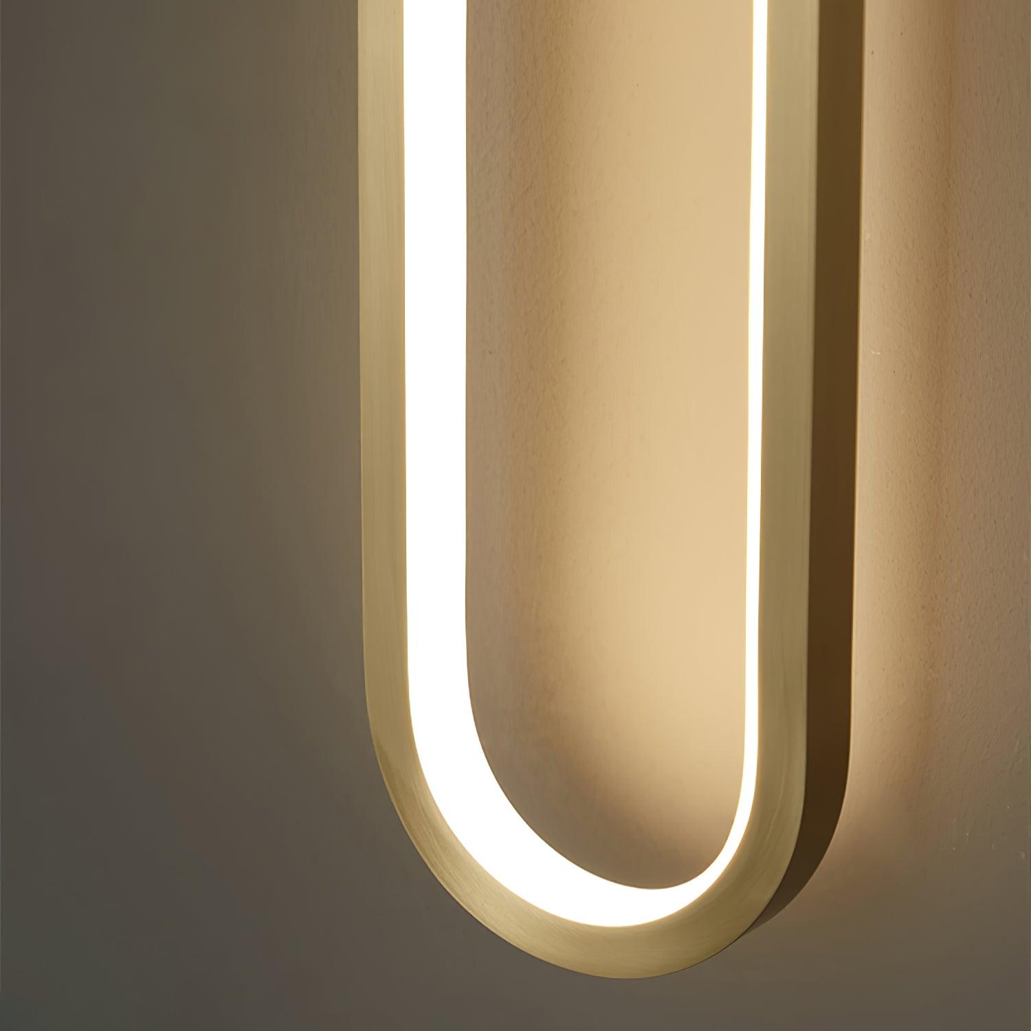 Modern Elliptical LED Wall Sconce Brass and Acrylic Minimalist Lighting Fixture for Interior Decor