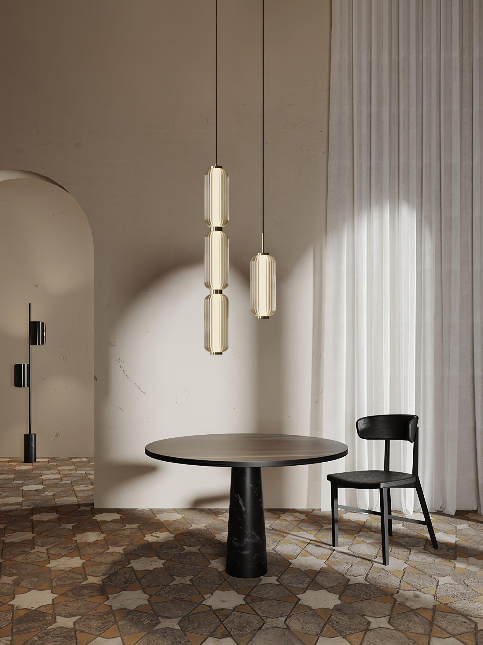Modern Elma Linear Glass Cylinder LED Pendant Lighting Gold Finished Hanging Ceiling Lamp for Dining Room