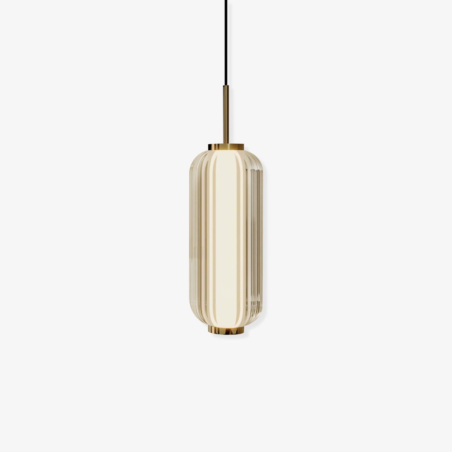 Modern Elma Linear Glass Cylinder LED Pendant Lighting Gold Finished Hanging Ceiling Lamp for Dining Room