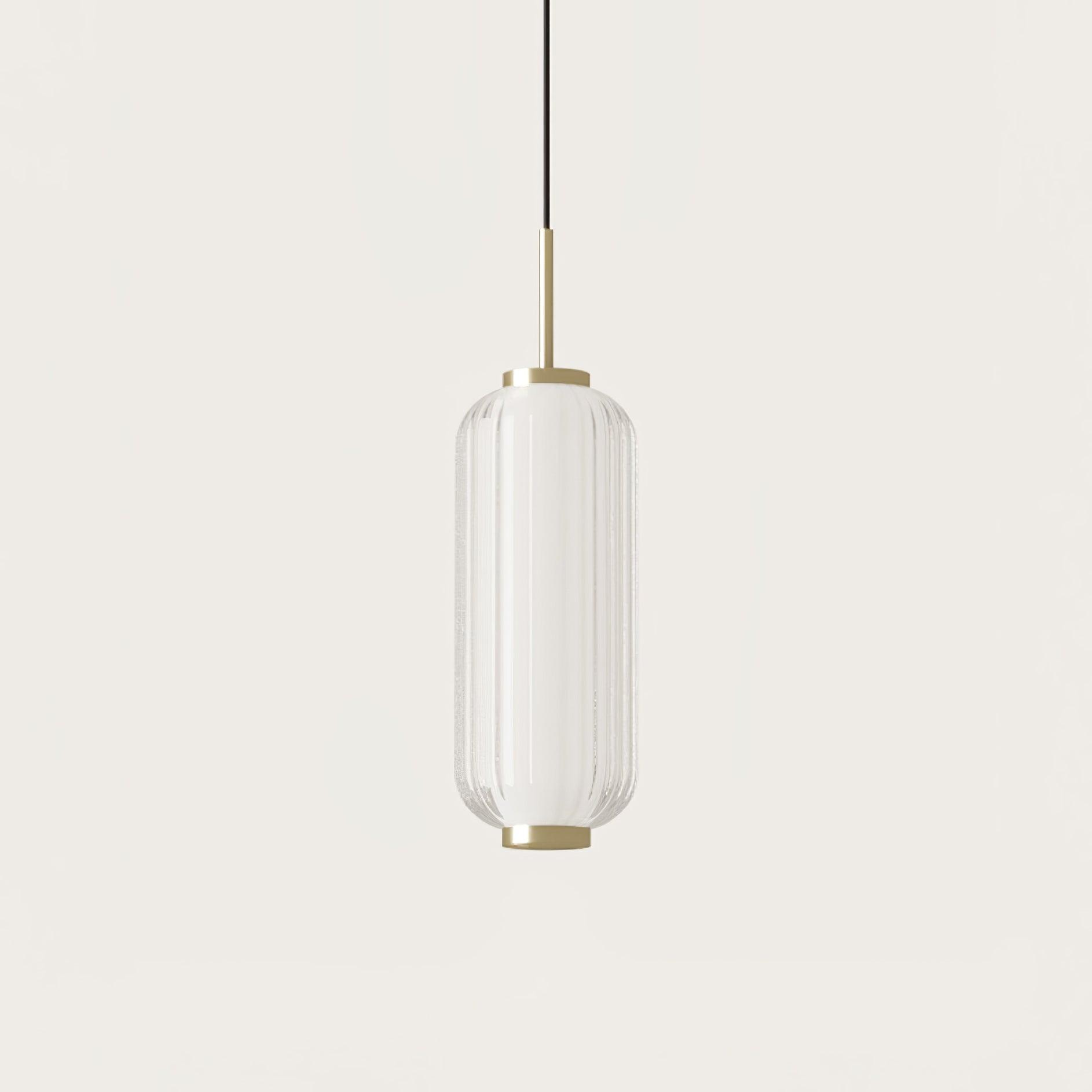 Modern Elma Linear Glass Cylinder LED Pendant Lighting Gold Finished Hanging Ceiling Lamp for Dining Room