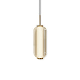 Modern Elma Linear Glass Cylinder LED Pendant Lighting Gold Finished Hanging Ceiling Lamp for Dining Room