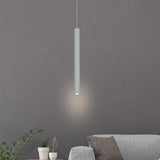 Modern Elongated Cylinder LED Pendant Light Slim Tube Hanging Ceiling Lamp for Kitchen Island
