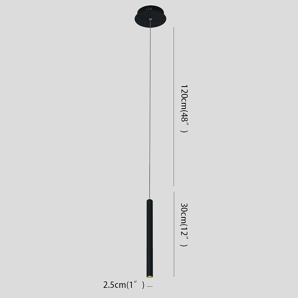 Modern Elongated Cylinder LED Pendant Light Slim Tube Hanging Ceiling Lamp for Kitchen Island