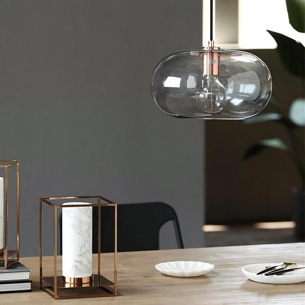 Modern Elongated Glass Globe Pendant Light Nordic LED Hanging Ceiling Lamp for Kitchen Island