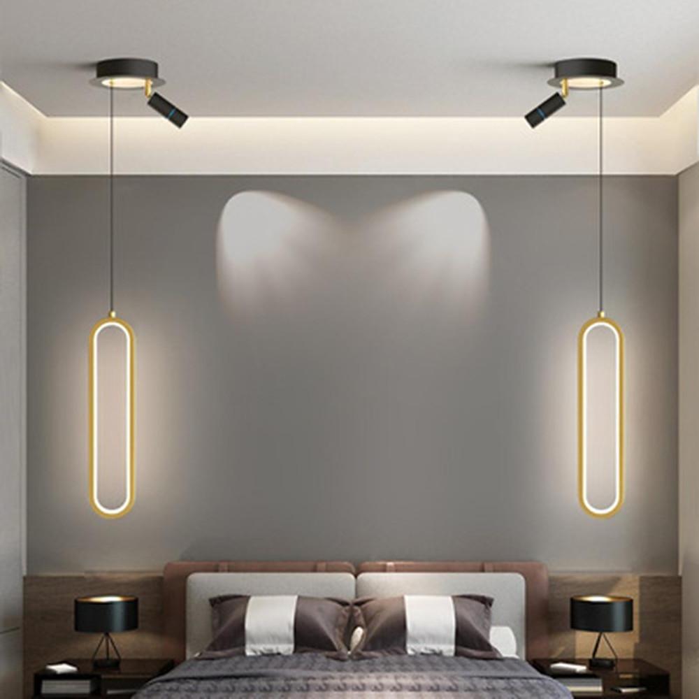 Modern Elongated LED Pendant Light with Adjustable Spotlight for Kitchen Island and Dining Room