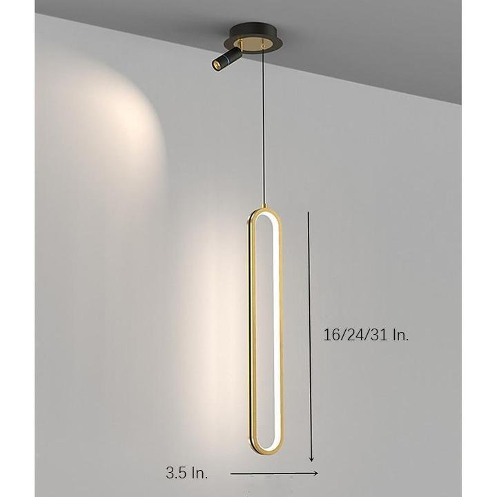 Modern Elongated LED Pendant Light with Adjustable Spotlight for Kitchen Island and Dining Room