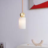 Modern Etruscan Alabaster Pendant Light Luxury Brass Hanging Lamp for Living Room Dining Area