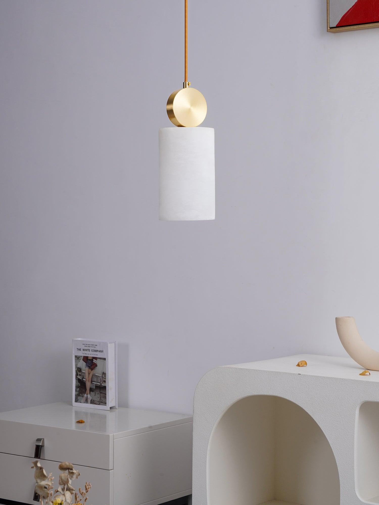 Modern Etruscan Alabaster Pendant Light Luxury Brass Hanging Lamp for Living Room Dining Area
