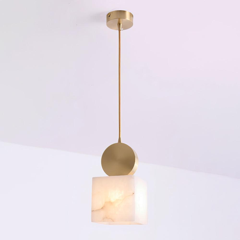 Modern Etruscan Alabaster Pendant Light Luxury Brass Hanging Lamp for Living Room Dining Area