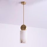 Modern Etruscan Alabaster Pendant Light Luxury Brass Hanging Lamp for Living Room Dining Area