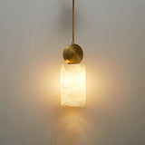 Modern Etruscan Alabaster Pendant Light Luxury Brass Hanging Lamp for Living Room Dining Area