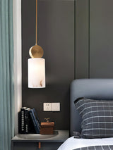 Modern Etruscan Alabaster Pendant Light Luxury Brass Hanging Lamp for Living Room Dining Area